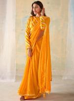 Georgette Mustard Party Wear Weaving Saree